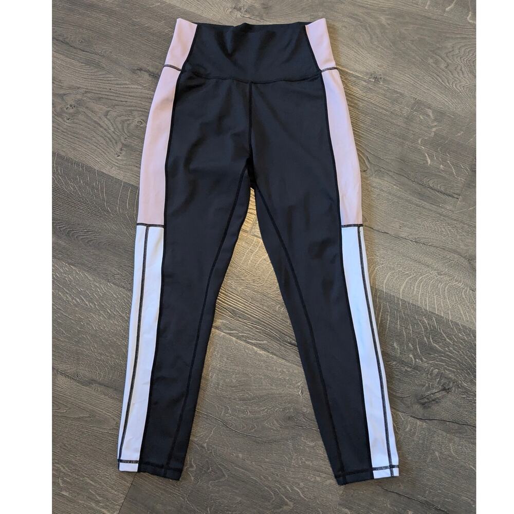 Allfenix Premium Australian 7/8 Leggings Sz L Colorblock Black, Pink, & White